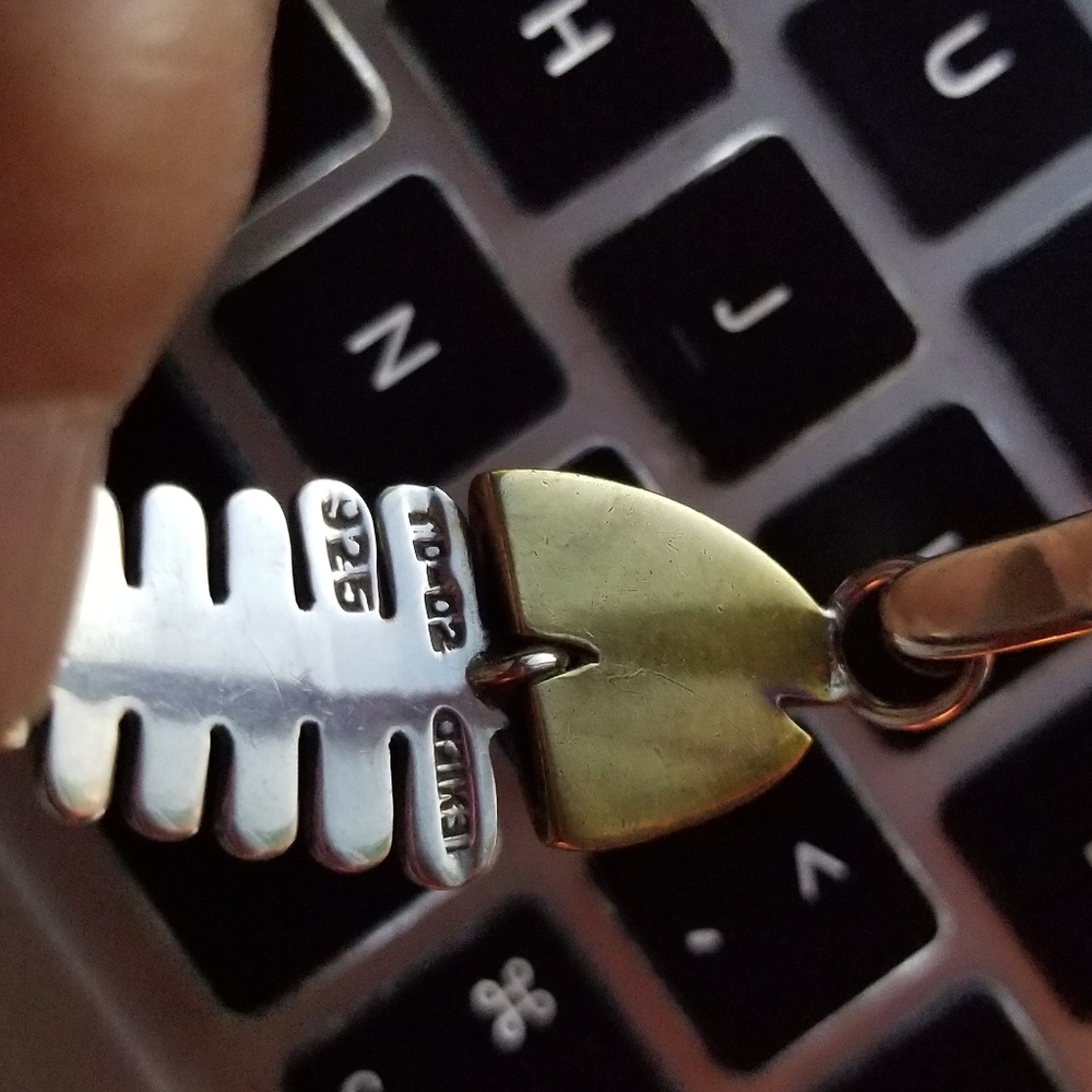 925 Sterling & Vermeil Fish Bones Bracelet - Picture 9 of 11